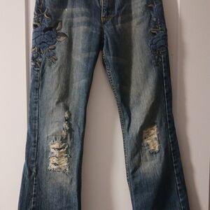 Esprit Blue Embroidered Boot Cut Jeans